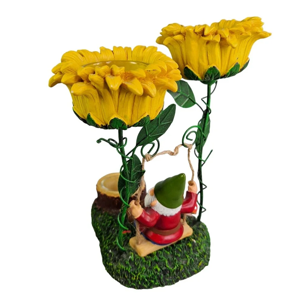Yankee Candle‎ Gnome Swing Sunflower Tea Light Candle Holder Home Decor READ